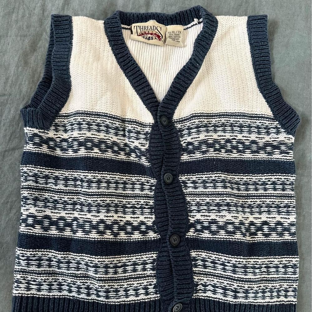 Kids vintage blue/white sweater vest